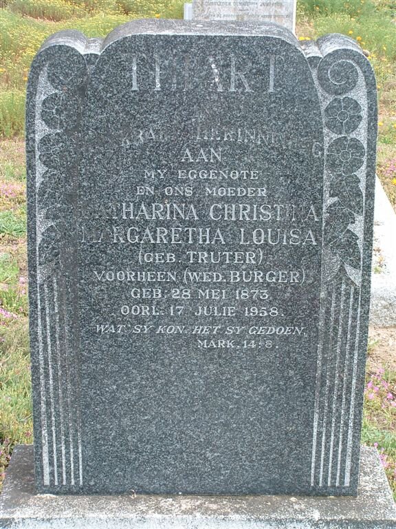 THIART Catherina Christina Margaretha Louisa formerly BURGER née TRUTER 1873-1958