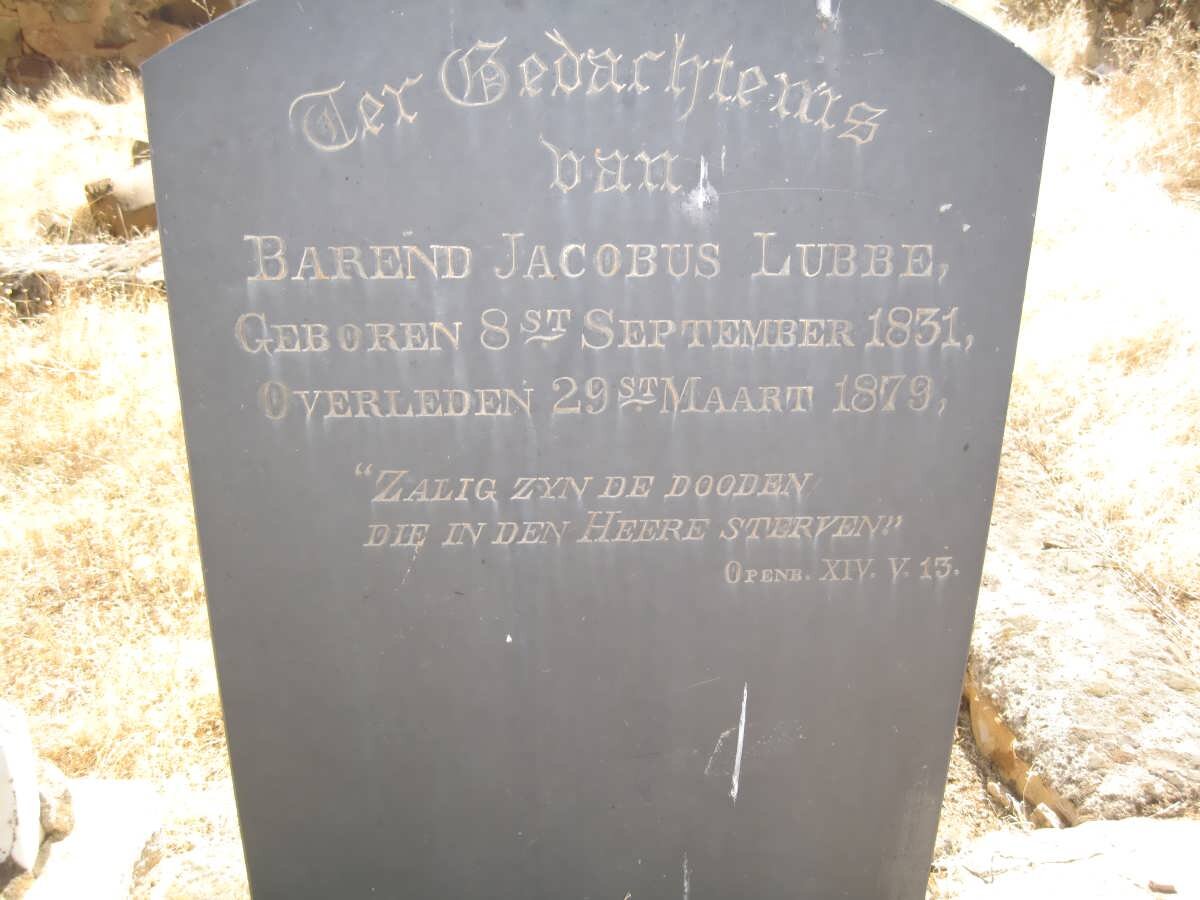 LUBBE Barend Jacobus 1831-1879