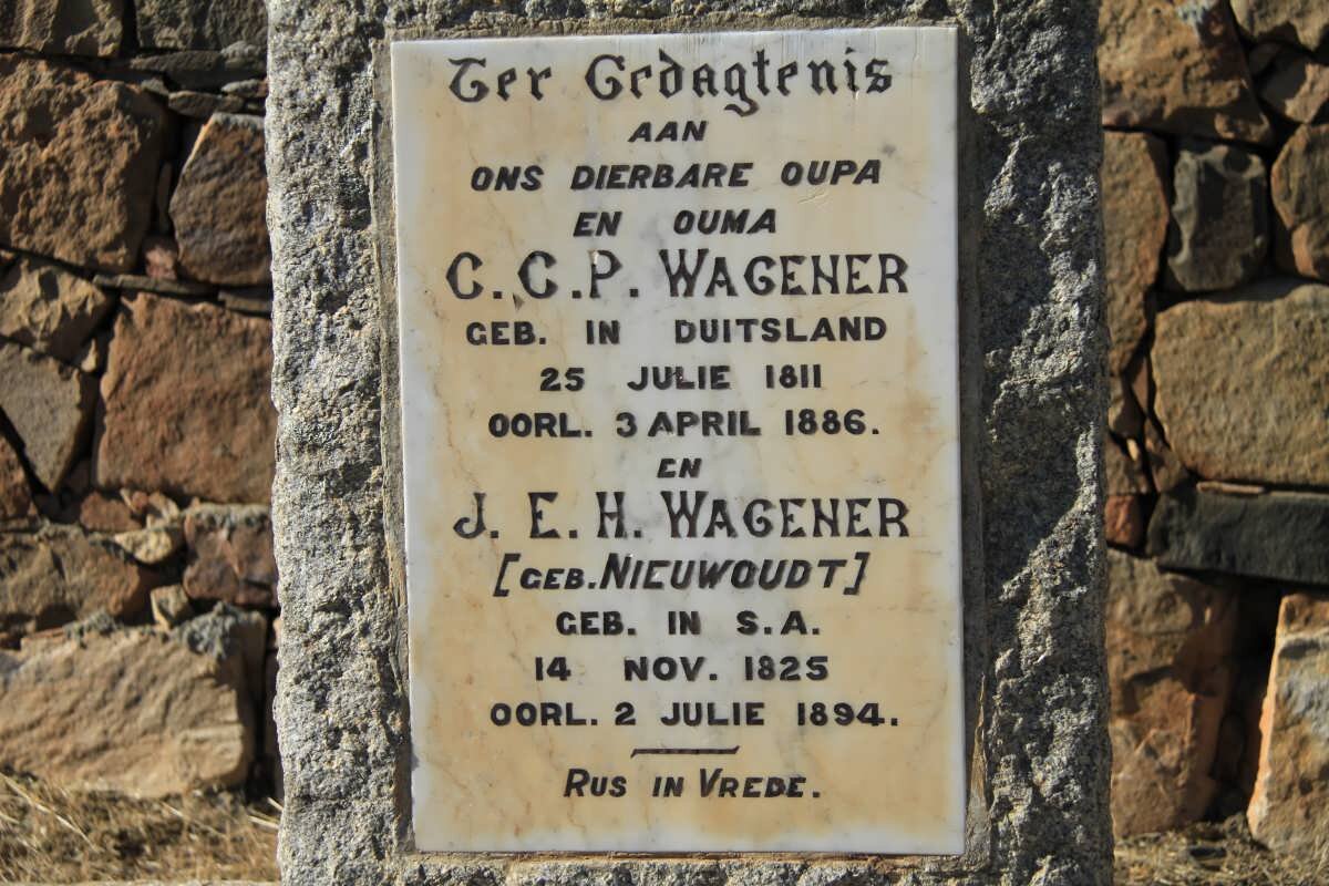 WAGENER C.C.P. 1811-1886 &amp; J.E.H. NIEUWOUDT 1825-1894