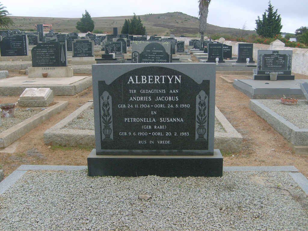 ALBERTYN Andries Jacobus 1904-1980 &amp; Petronella Susanna RABE 1900-1983