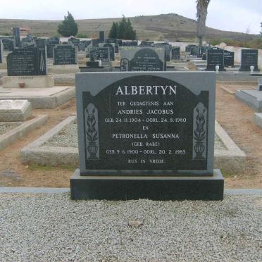 ALBERTYN Andries Jacobus 1904-1980 &amp; Petronella Susanna RABE 1900-1983