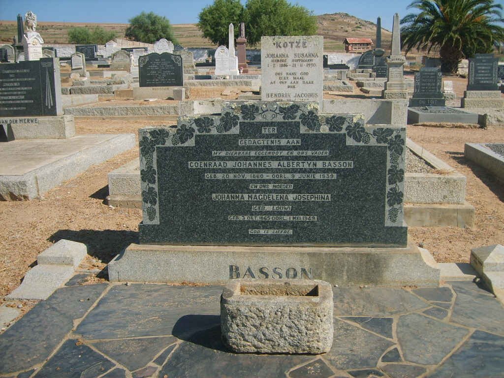 BASSON Coenraad Johannes Albertyn 1860-1939 &amp; Johanna Magdelena Josephina LOUW 1865-1949