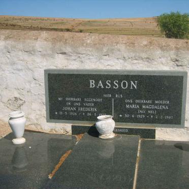 BASSON Johan Frederik 1926-1977 &amp; Maria Magdalena NEL 1929-1987