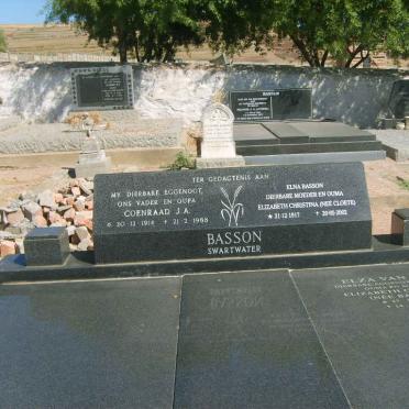 BASSON Coenraad J.A. 1914-1988 &amp; Elizabeth Chrisitna CLOETE 1917-2002 :: VAN ZIJL Elizabeth Christina nee BASSON 1942-1984