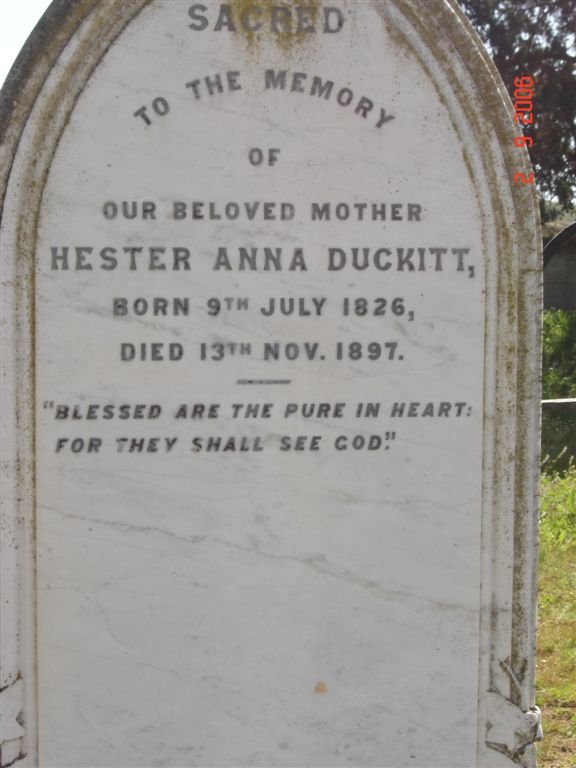 DUCKITT Hester Anna 1826-1897