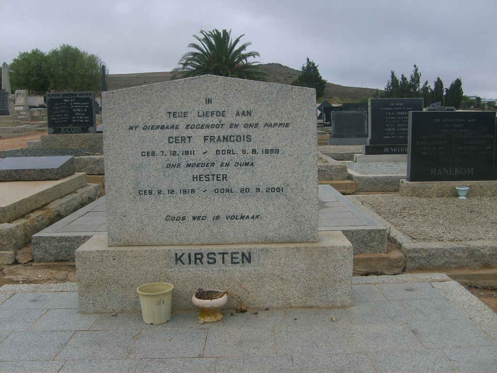 KIRSTEN Gert Francois 1911-1959 &amp; Hester 1918-2001