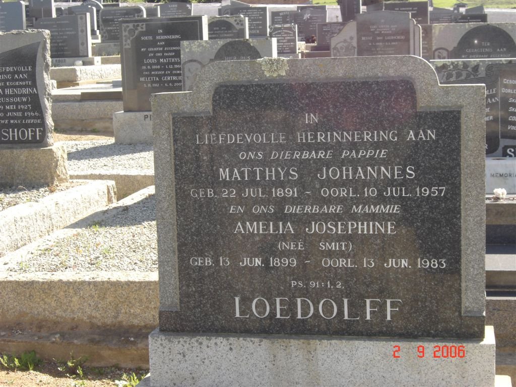 LOEDOLFF Matthys Johannes 1891-1957 &amp; Amelia Josephine SMIT 1899-1983