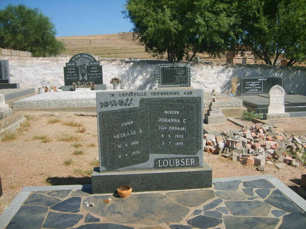 LOUBSER Nicolaas K. 1906-1978 &amp; Johanna C. PIENAAR 1905-1975