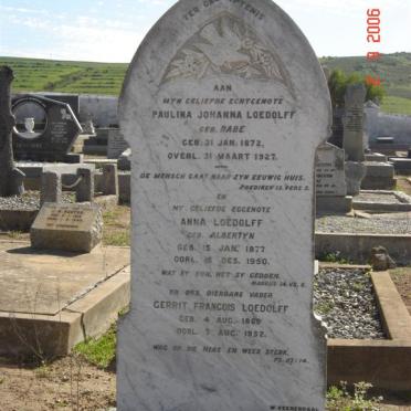 LOEDOLFF Gerrit Francois 1869-1952 &amp; Paulina Johanna RABE 1872-1927 &amp; Anna ALBERTYN 1877-1950