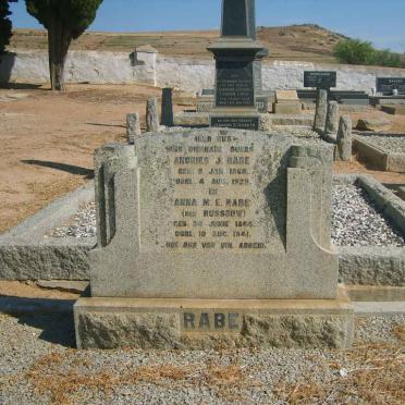 RABE Andries J. 18??-1929 &amp; Anna M.E. RUSSOUW 18??-1941