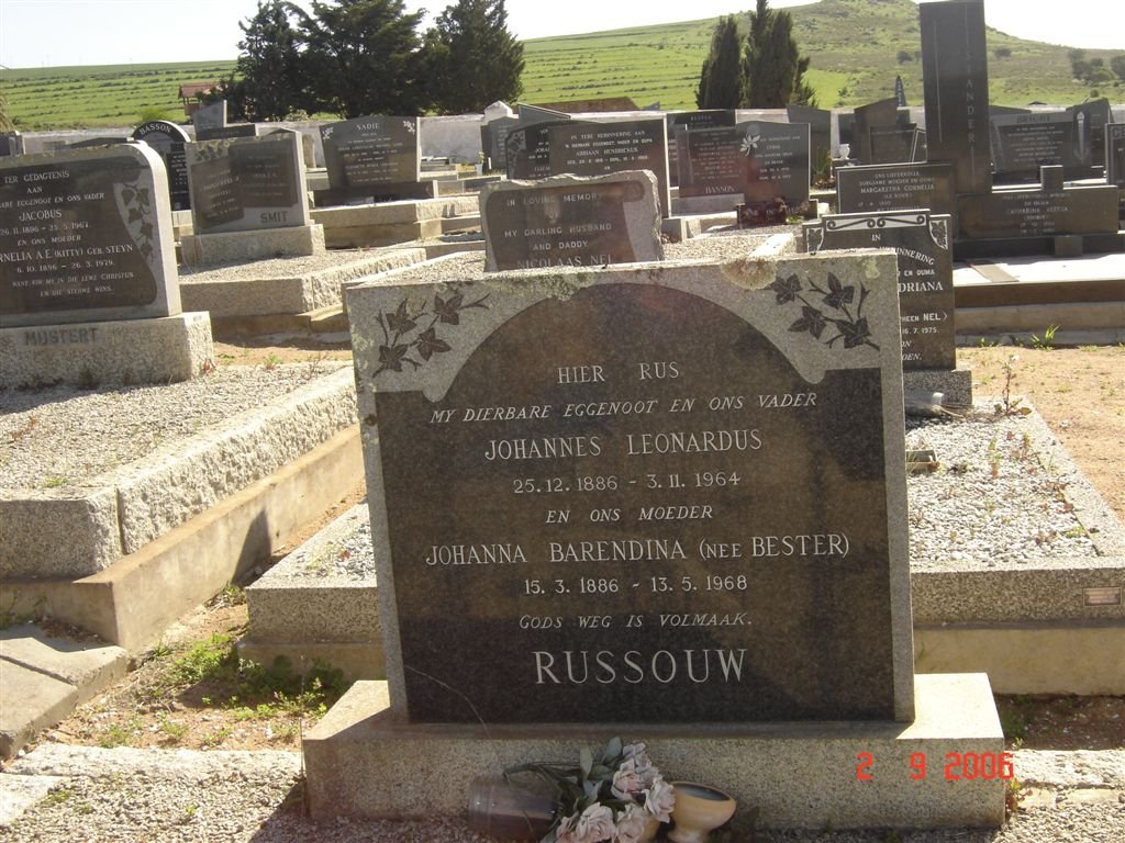 RUSSOUW Johannes Leonardus 1886-1964 &amp; Johanna Barendina BESTER 1886-1968