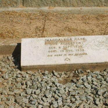 RABE Magdalena nee ALBERTYN 1839-1938
