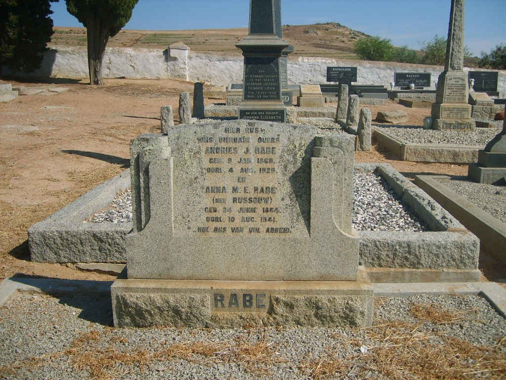 RABE Andries J. 18??-1929 &amp; Anna M.E. RUSSOUW 18??-1941
