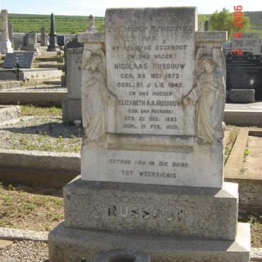 RUSSOUW Nicolaas 1872-1942 &amp; Elizabeth A.A. VAN NIEKERK 1883-1955