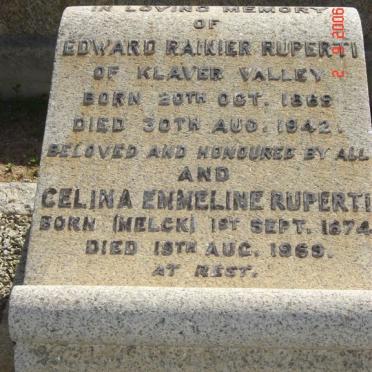 RUPERTI  Edward Rainier 1862-1942 &amp;  MELCK Celina Emmeline Rupert 1874-1969