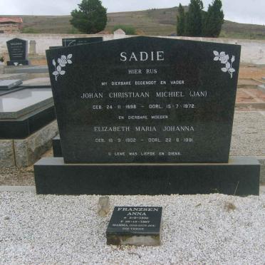 SADIE Johan Christiaan Michiel 1898-1972 &amp; Elizabeth Maria Johanna 1902-1991 :: FRANZSEN Anna 1930-1997