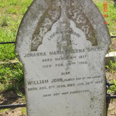 SPIERS Johanna Maria Helena 1877-1902 :: SPIERS William John 1896-1899