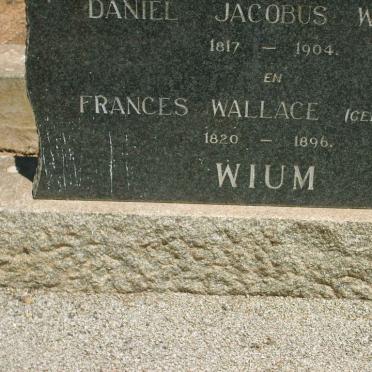 WUIM Daniel Jacobus Wynand 1817-1904 &amp; Frances Wallace SLEIGH 1820-1896