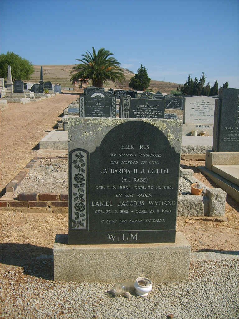 WIUM Daniel Jacobus Wynand 1882-1968 &amp; Catharina H.J. RABE 1889-1962