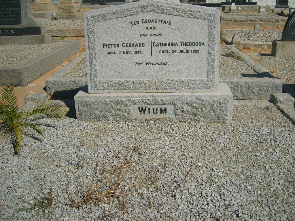 WIUM Pieter Gerhard -1933 &amp; Catherina Theodora -1925