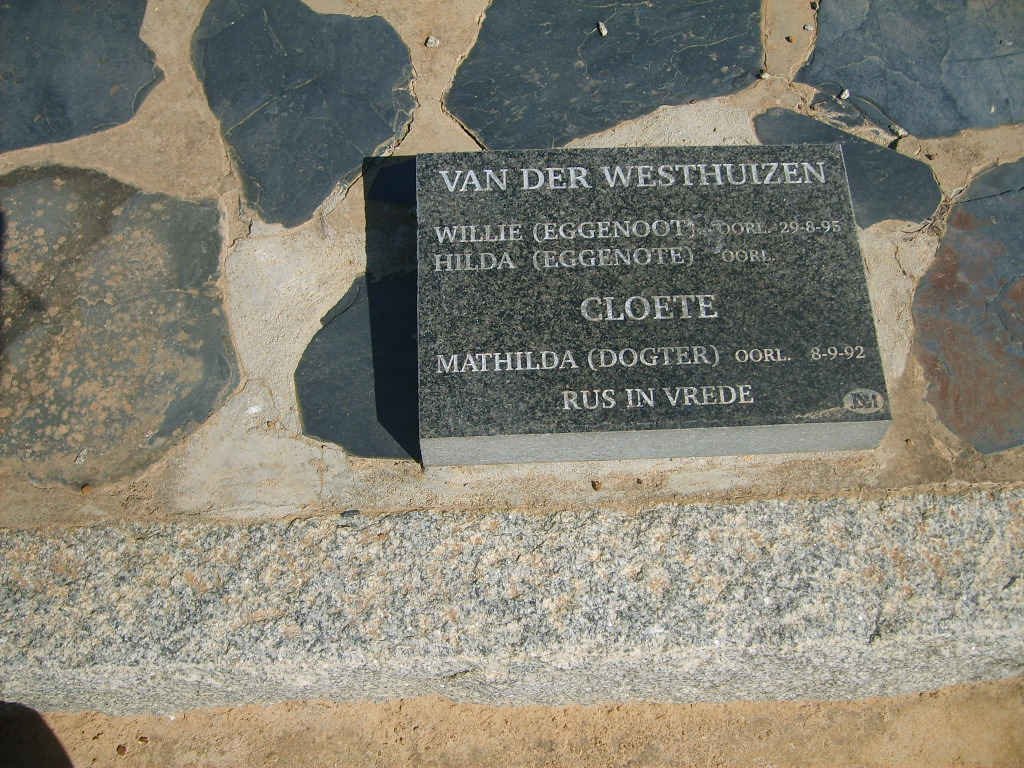 WESTHUIZEN Willie, van der -1995 &amp; Hilda :: CLOETE Mathilda -1992