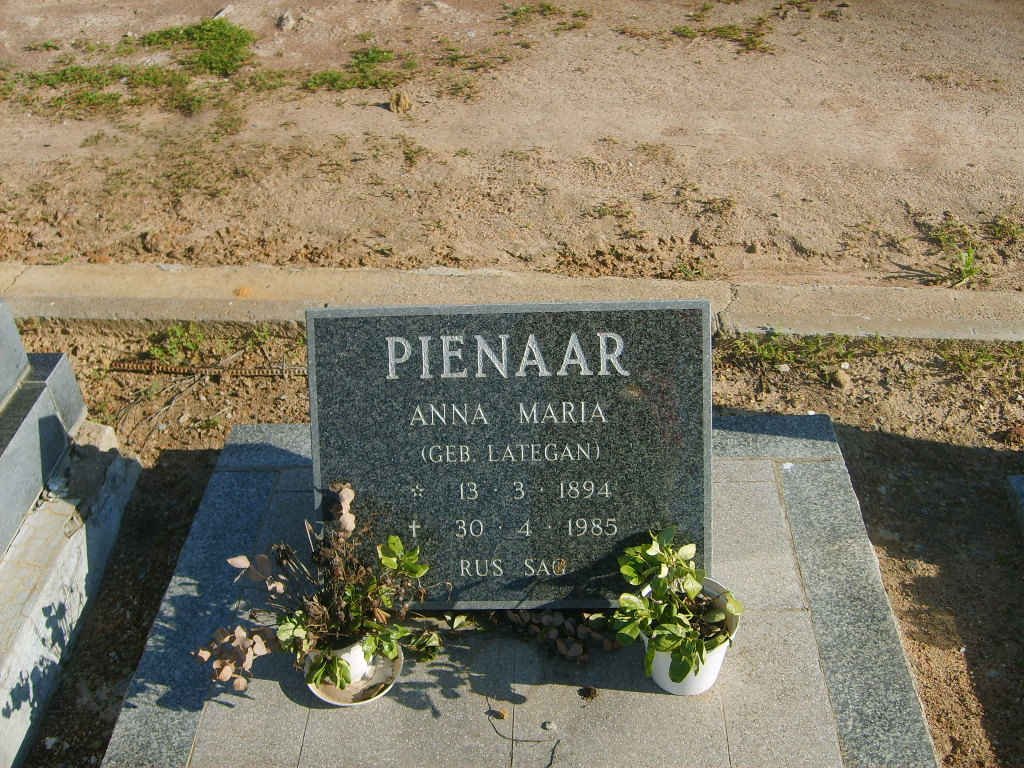 PIENAAR Anna Maria nee LATEGAN 1894-1985