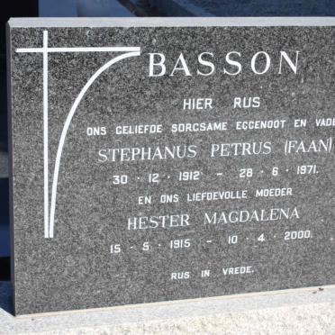 BASSON Stephanus Petrus 1912-1971 &amp; Hester Magdalena 1915-2000
