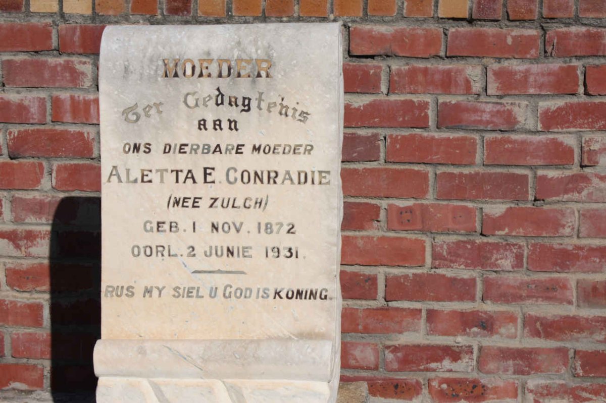 CONRADIE Aletta E. nee ZULCH 1872-1931