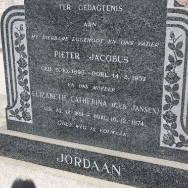 JORDAAN Pieter Jacobus 1893-1957 &amp; Elizabeth Catharina JANSEN 1891-1974