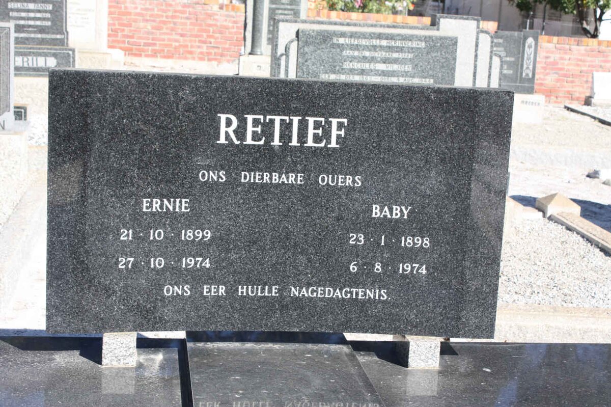 RETIEF Ernie 1899-1974 &amp; Baby 1898-1974