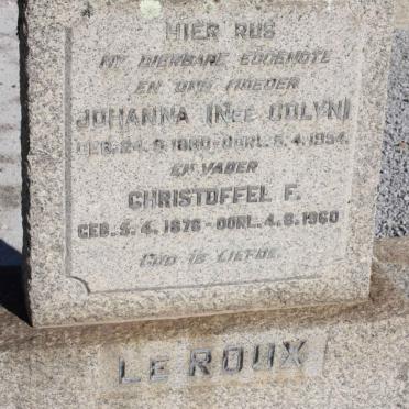 ROUX Christoffel F., le 1876-1960 &amp; Johanna COLYN 1880-1954