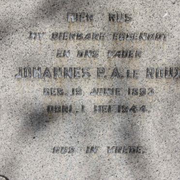 ROUX Johannes P.A., le 1893-1944