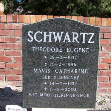 SCHWARTZ Theodore Eugene 1932-1986 &amp; Mavis Catharine STEENKAMP 1934-2003