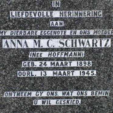 SCHWARTZ Anna M.C. nee HOFFMANN 1898-1945