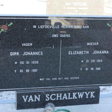 SCHALKWYK Dirk Johannes, van 1906-1997 &amp; Elizabeth Johanna C. 1914-2001