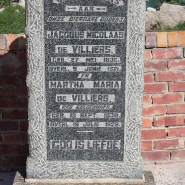 VILLIERS Jacobus Nicolaas, de 1836-1921 &amp; Martha Maria GELDENHUYS 1838-1928