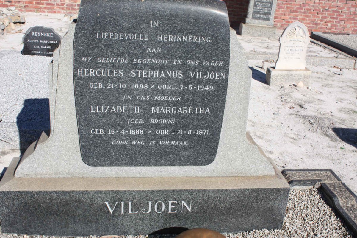 VILJOEN Hercules Stephanus 1888-1949 &amp; Elizabeth Margaretha BROWN 1888-1971