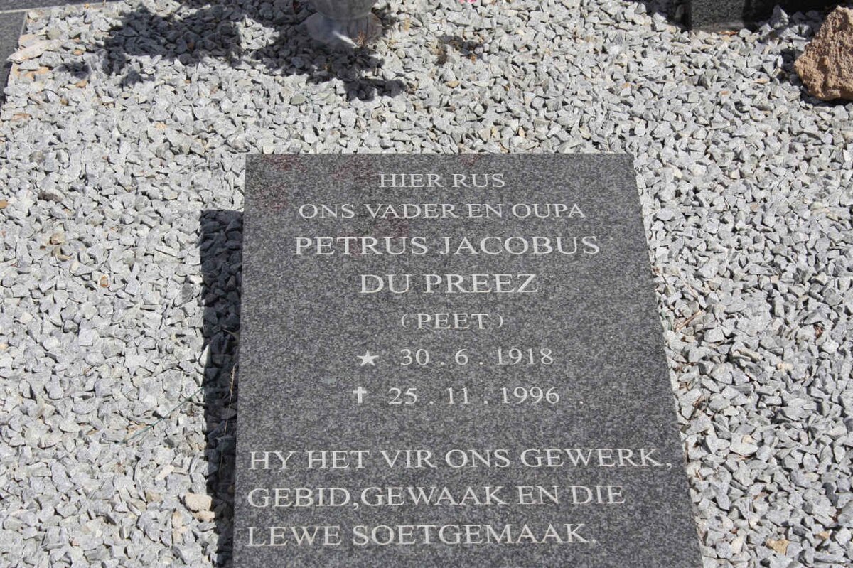 PREEZ Petrus Jacobus, du 1918-1996