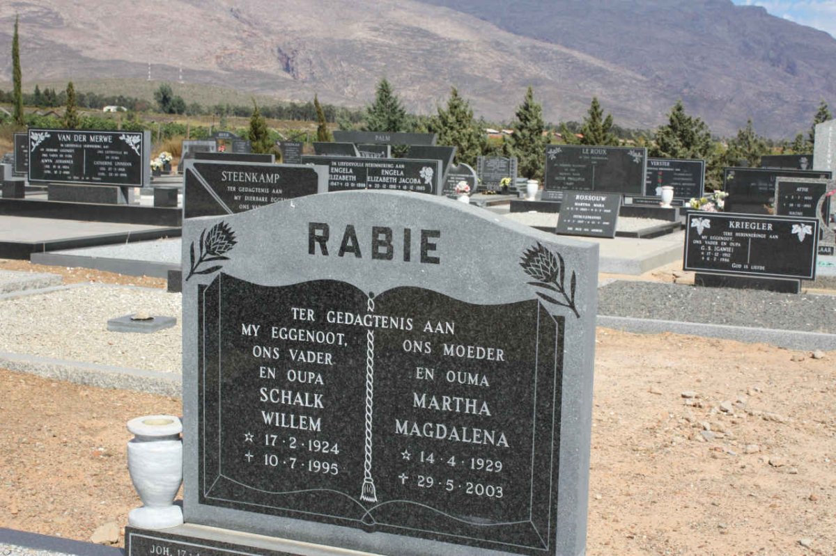 RABIE Schalk Willem 1924-1995 &amp; Martha Magdalena 1929-2003
