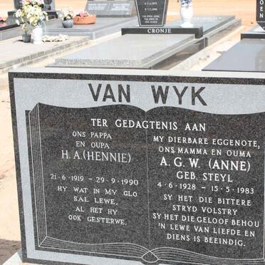 WYK H.A., van 1919-1990 &amp; A.G.W. STEYL 1928-1983
