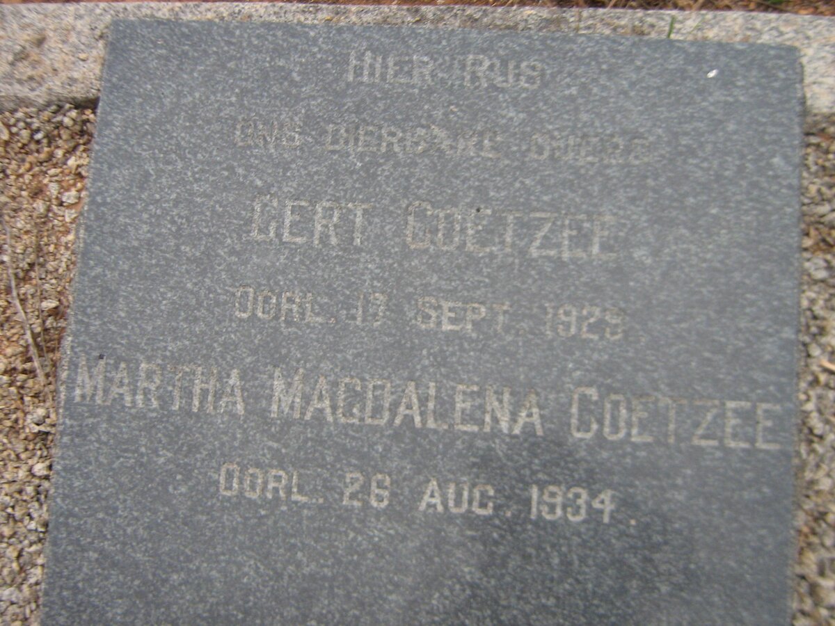 COETZEE Gert -1929 &amp; Martha Magdalena -1934