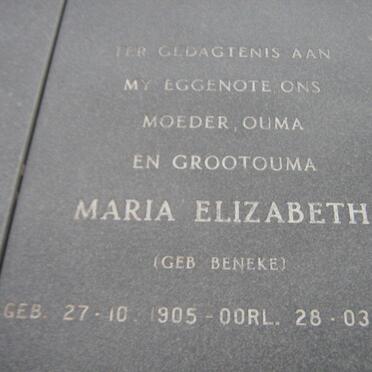 SCHOEMAN Andrew Jacobus 1901-1990 &amp; Maria Elizabeth BENEKE 1905-1986