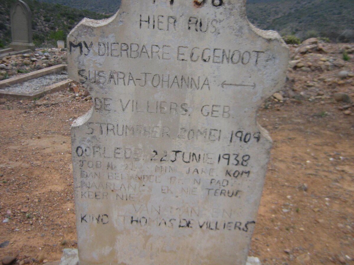 VILLIERS Susara Johanna, de nee STRUMPHER 1909-1938