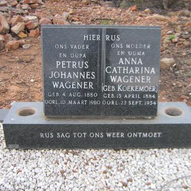 WAGENER Petrus Johannes 1880-1960 &amp; Anna Catharina KOEKEMOER 1884-1954