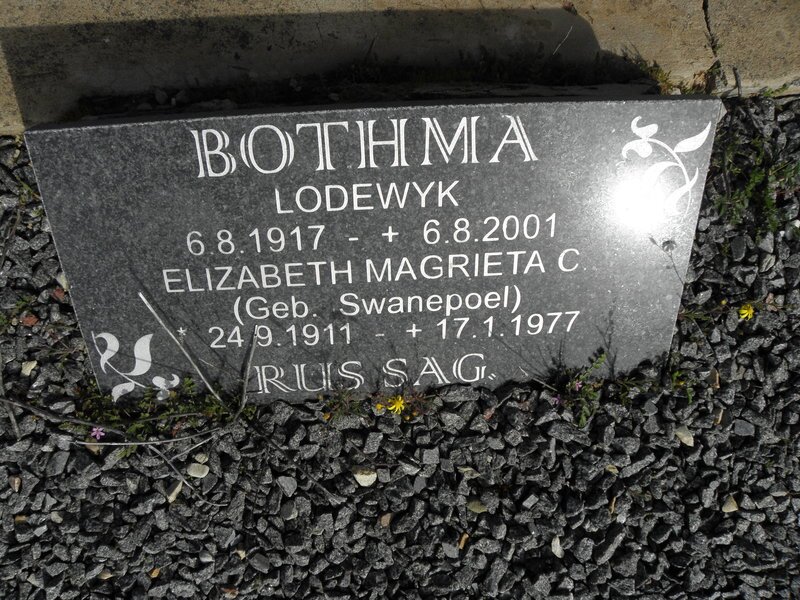 BOTHMA Lodewyk 1917-2001 &amp; Elizabeth Magrieta C. SWANEPOEL 1911-1977