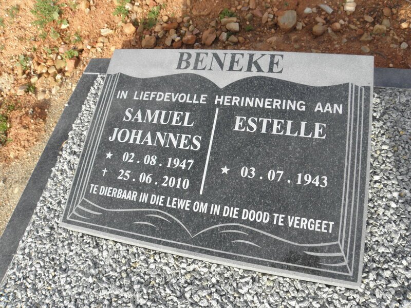 BENEKE Samuel Johannes 1947-2010 &amp; Estelle 1943-