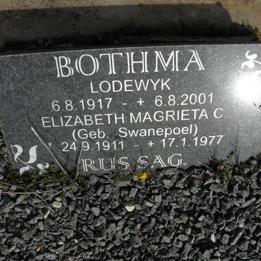 BOTHMA Lodewyk 1917-2001 &amp; Elizabeth Magrieta C. SWANEPOEL 1911-1977