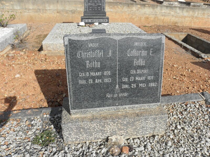 BOTHA Christoffel J. 1878-1953 &amp; Catharina E. DELPORT 1878-1962
