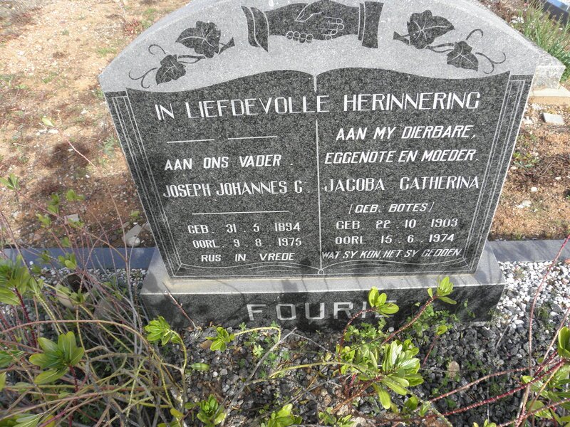 FOURIE Joseph Johannes C. 1894-1975 &amp; Jacoba Catharina BOTES 1903-1974