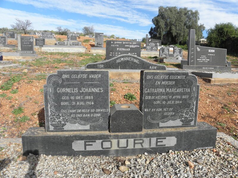FOURIE Cornelis Johannes 1889-1964 &amp; Catharina Margaretha DE VILLIERS 1889-1964